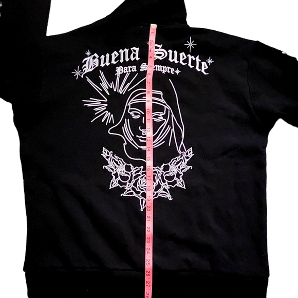 NWT Forever 21 Mens Buena Suerte Religious Sweatshirt Hoodie Sz. XL - Picture 3 of 12